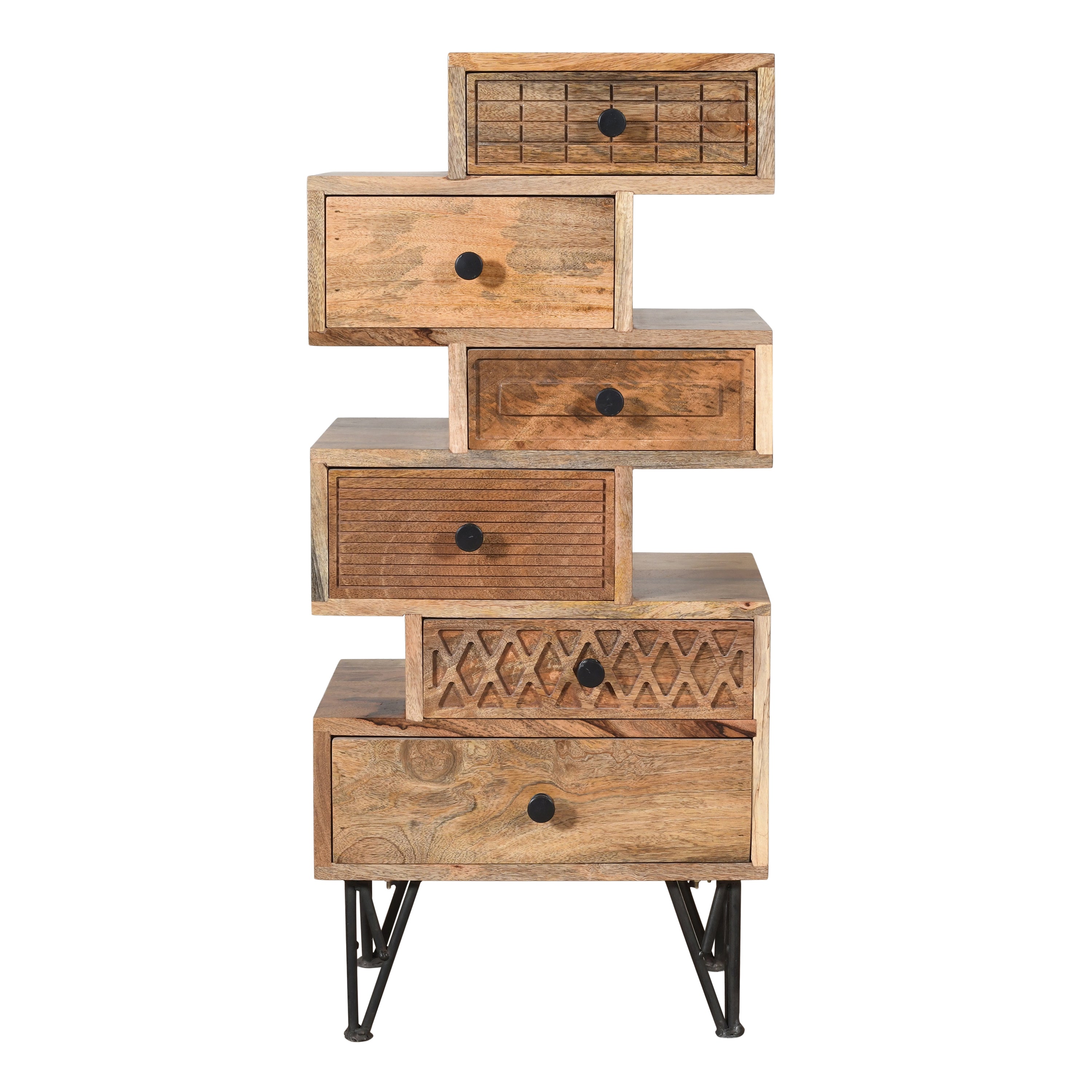 Solid Wood Corner Shelf with Drawer