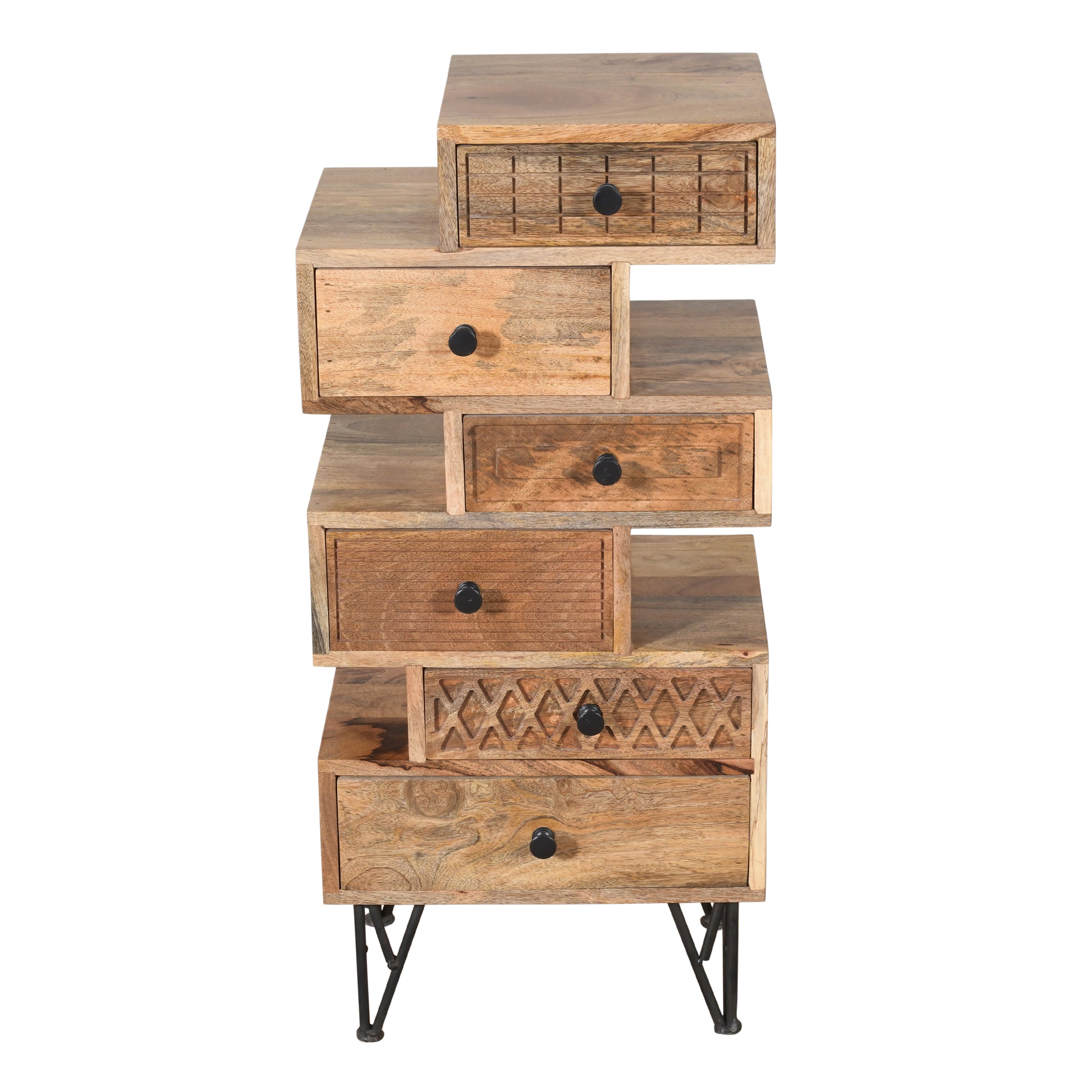 Solid Wood Corner Shelf with Drawer