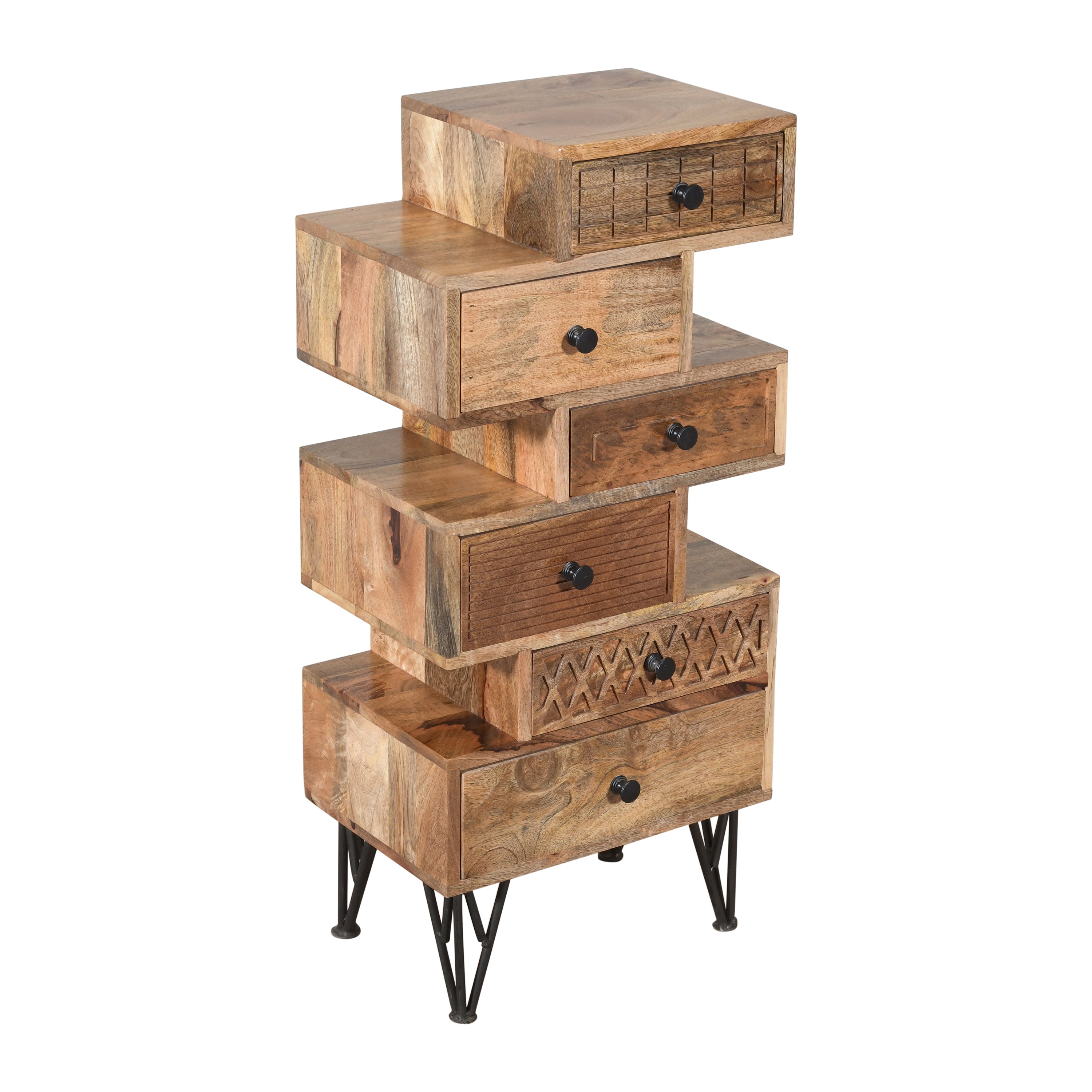 Solid Wood Corner Shelf with Drawer