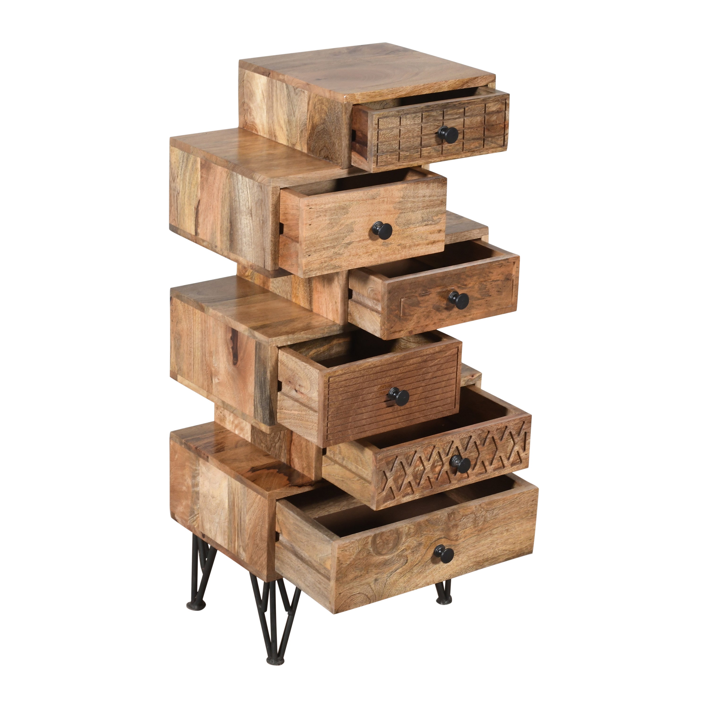 Solid Wood Corner Shelf with Drawer