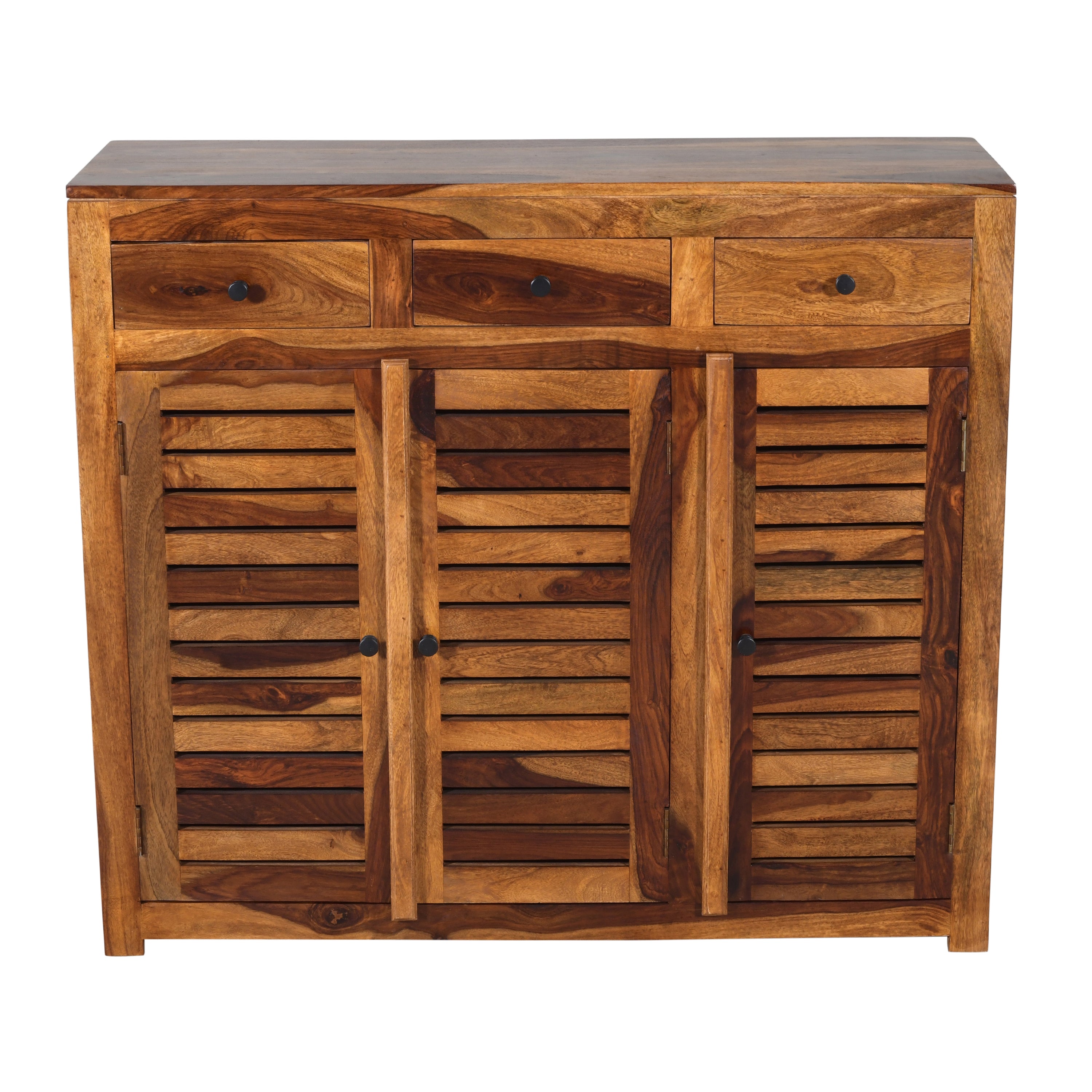 Rustica Solid Wood Storage Shoerack Cabinet (Honey Finish)