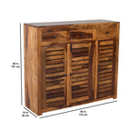 Rustica Solid Wood Storage Shoerack Cabinet (Honey Finish)