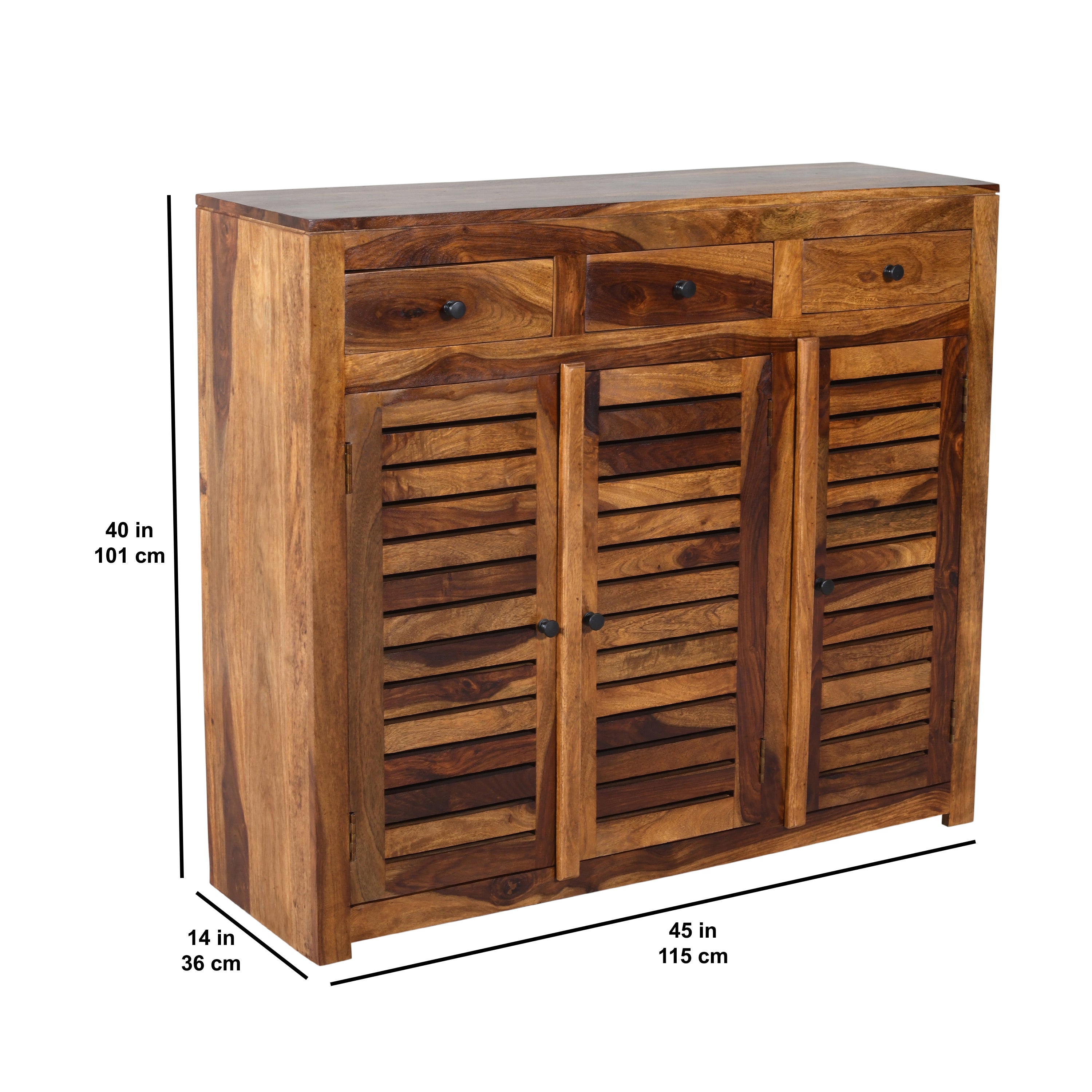 Rustica Solid Wood Storage Shoerack Cabinet (Honey Finish)