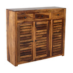 Rustica Solid Wood Storage Shoerack Cabinet (Honey Finish)