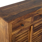 Rustica Solid Wood Storage Shoerack Cabinet (Honey Finish)