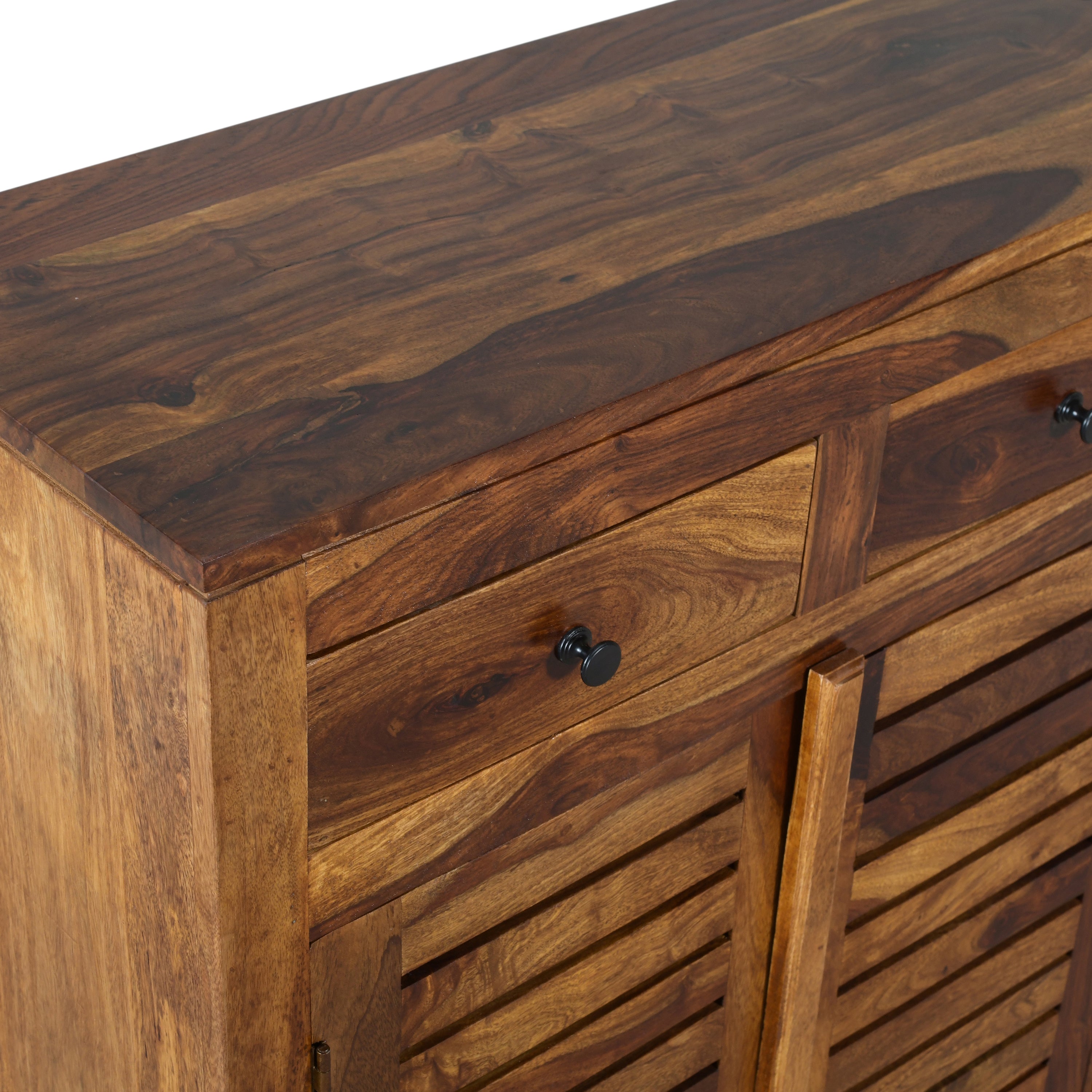 Rustica Solid Wood Storage Shoerack Cabinet (Honey Finish)