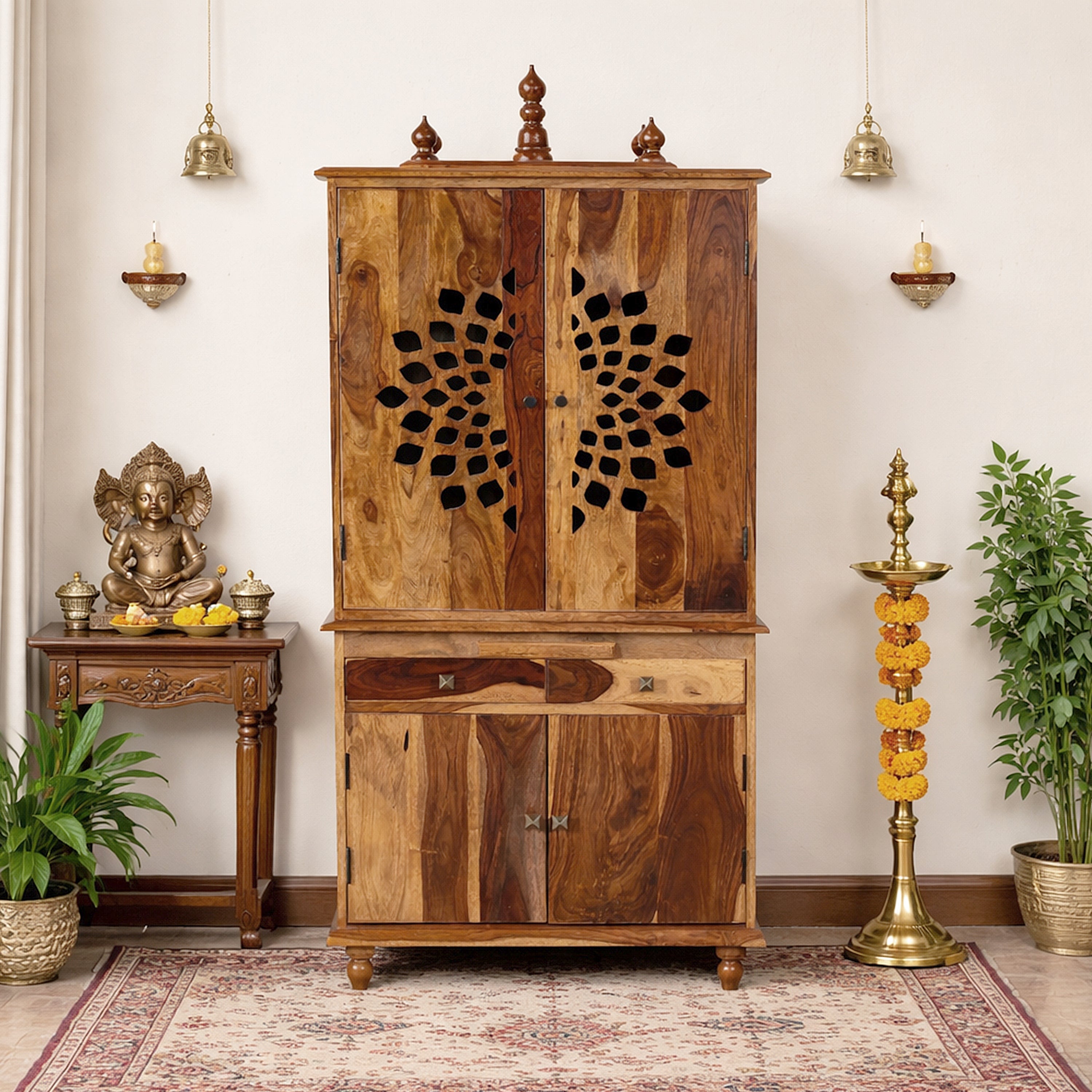 Geeta Divine Solid Wood Temple Unit