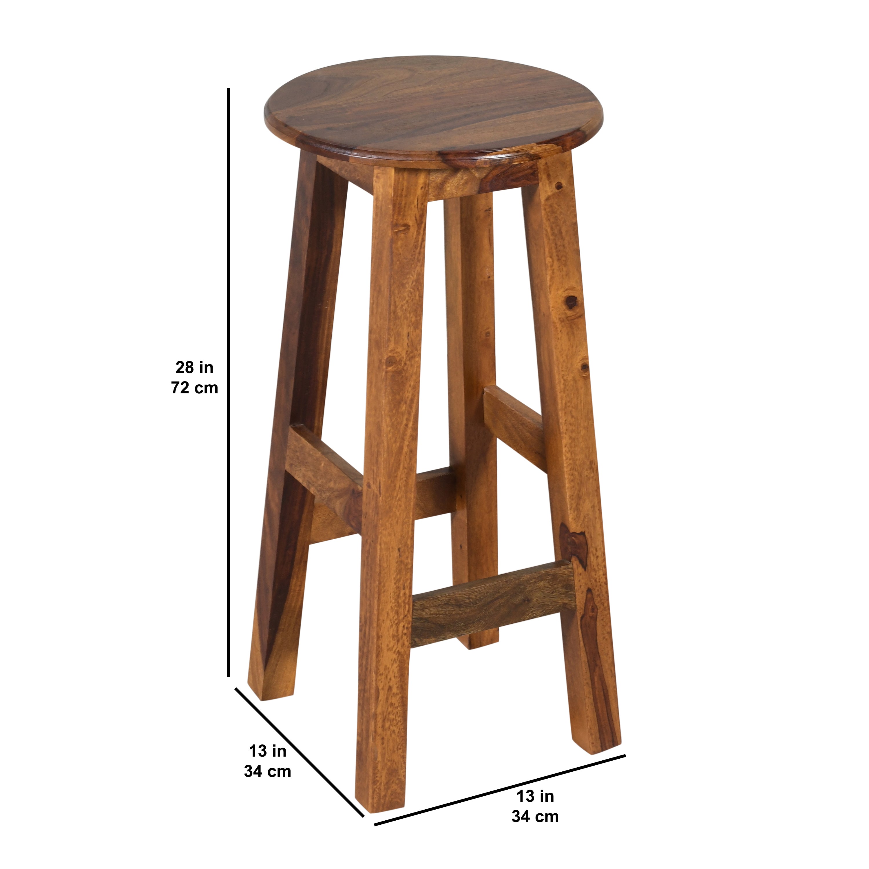 Handcrafted Solid Wood Bar Stool