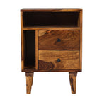 Solid Wood Bed Side Table With Smart Book Shelf Storage