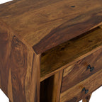 Solid Wood Bed Side Table With Smart Book Shelf Storage