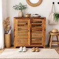 Compact Rustica Solid Wood Storage Shoerack Cabinet (Honey Finish)