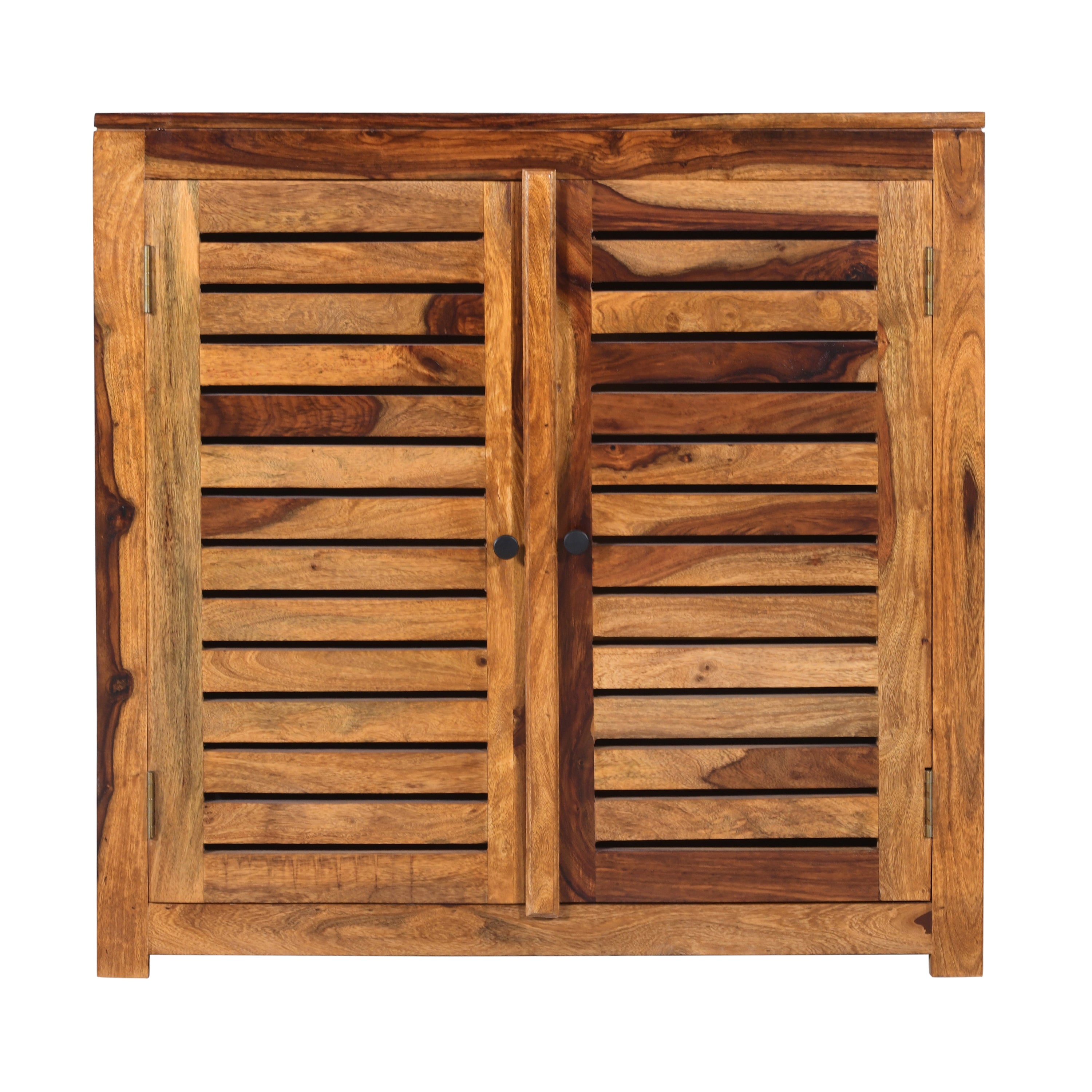 Compact Rustica Solid Wood Storage Shoerack Cabinet (Honey Finish)