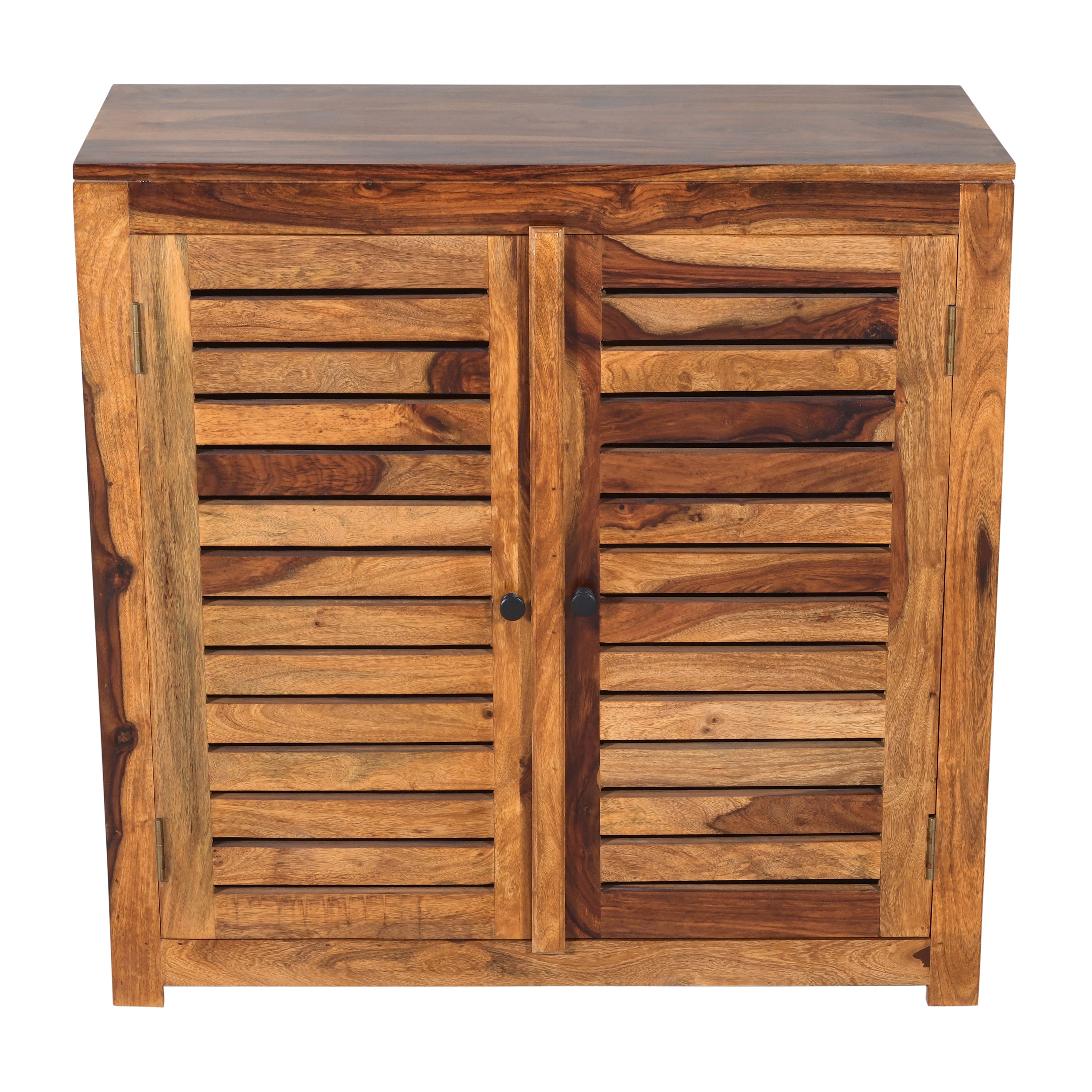 Compact Rustica Solid Wood Storage Shoerack Cabinet (Honey Finish)