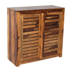 Compact Rustica Solid Wood Storage Shoerack Cabinet (Honey Finish)