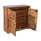 Compact Rustica Solid Wood Storage Shoerack Cabinet (Honey Finish)