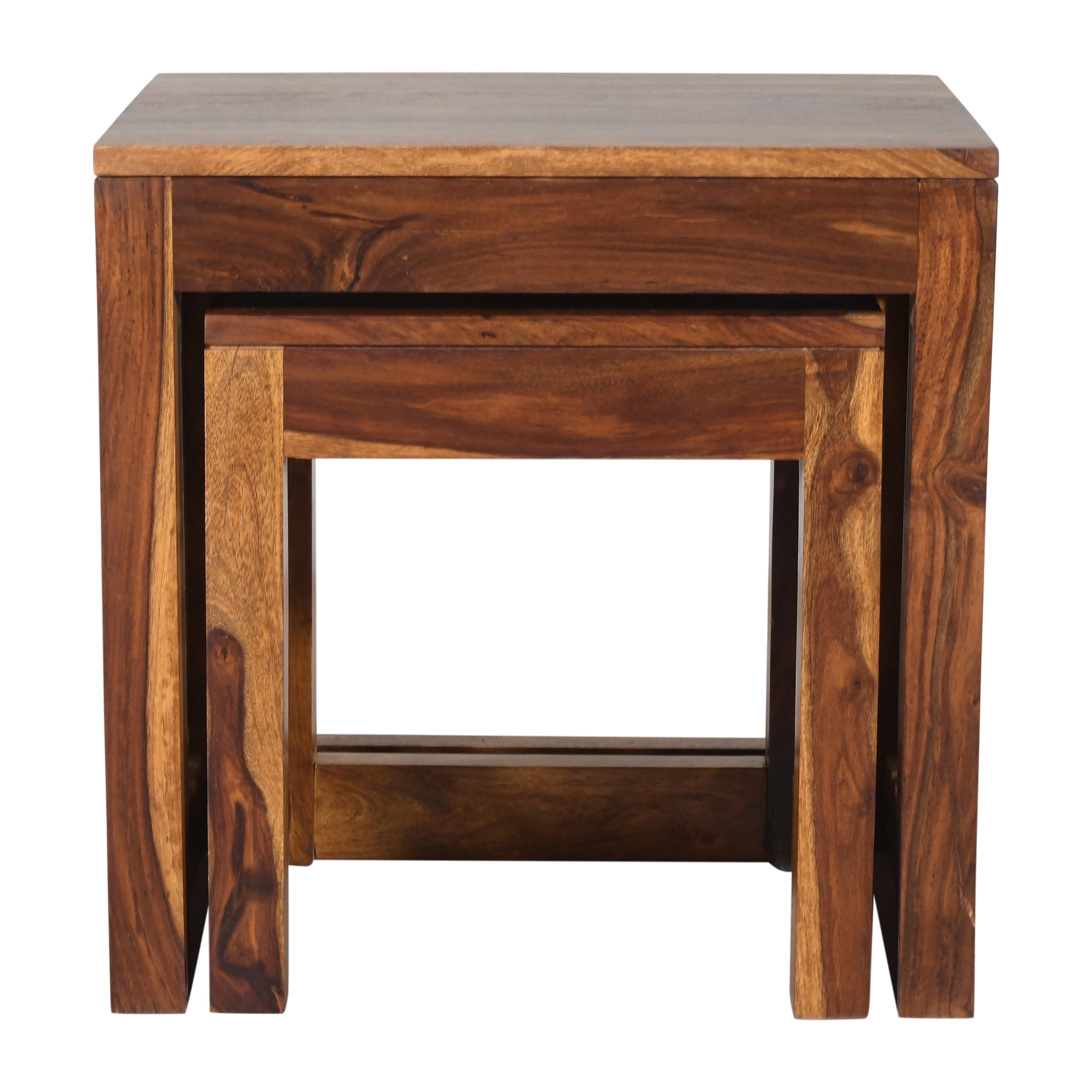 Solid Wood Stool Set Gulabo Set of 2 Stools With Flower Cutting Design