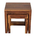 Solid Wood Stool Set Gulabo Set of 2 Stools With Flower Cutting Design