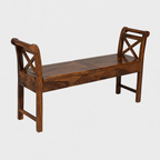 Couch Solid Sheesham Wood Storage Bench with Lift-Top Seats