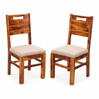 Back Cut Chair Sheesham wood chair with cushion (set of 2 chairs)