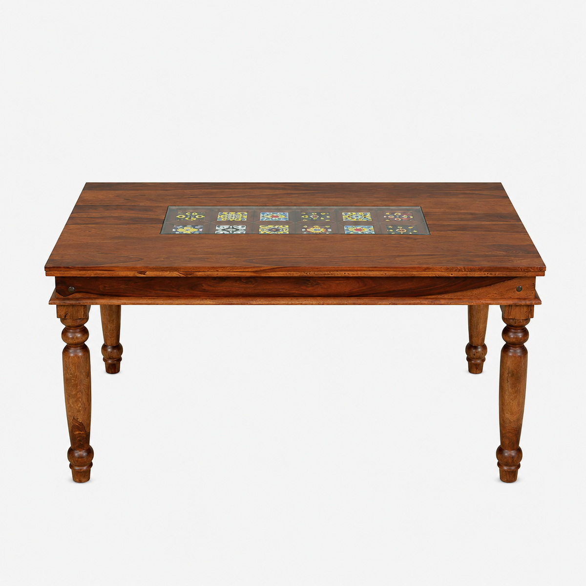 Siramika Dining sheesham wood dining table with siramika tiles (for 6 person)
