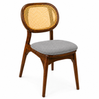Nova Rattan Chair sheesham wood chair with rattan cane design on back (pack of 2 chairs)