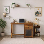 Solid Wood Study Table with Storage Cabinet & Drawers