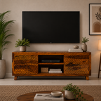Aerow TV unit solid sheesham wood tv unit with aerow design (honey finish)