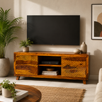 Aerow TV unit solid sheesham wood tv unit with aerow design (honey finish)