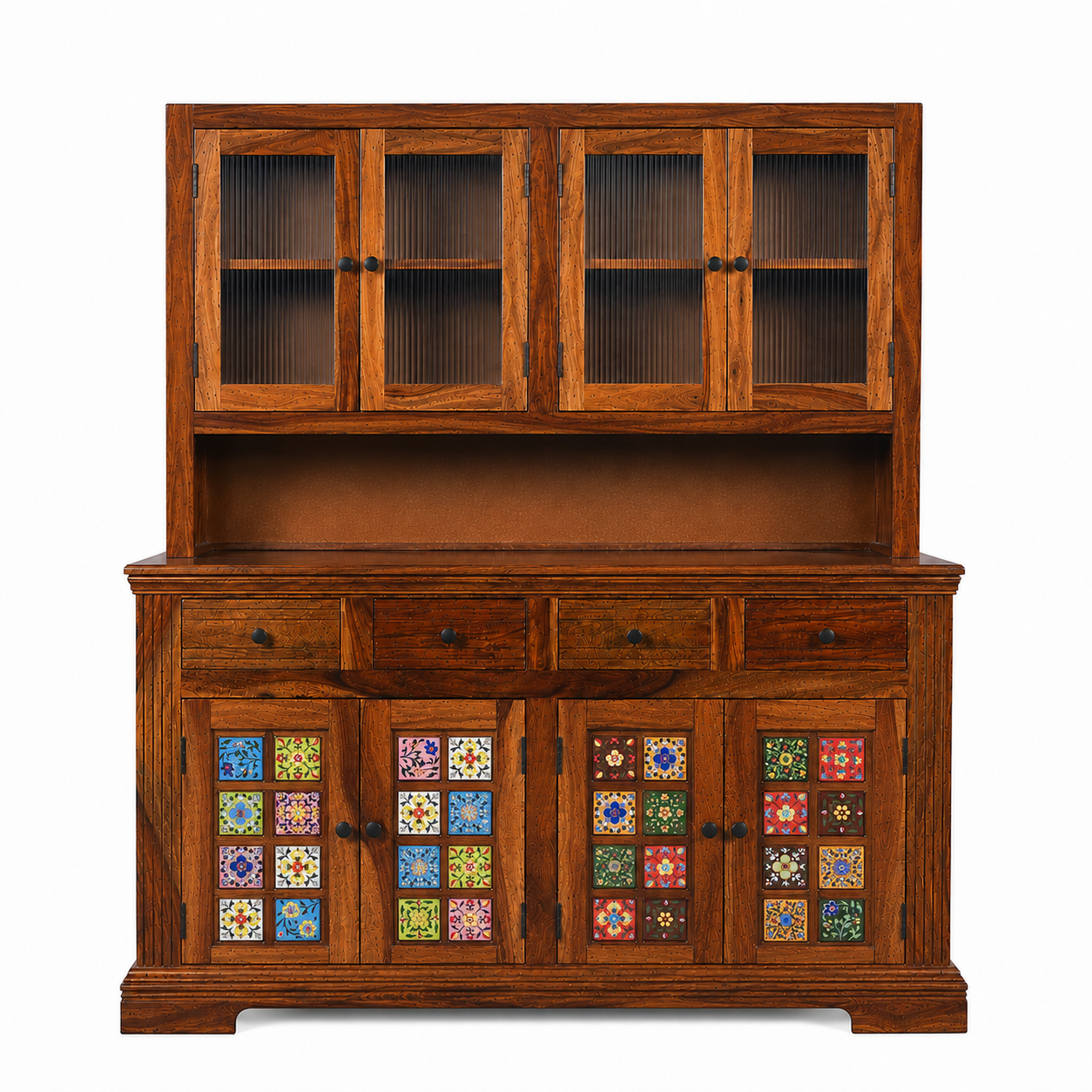 Siramika Kitchen cabine sheesham wood crockery unit with storage option