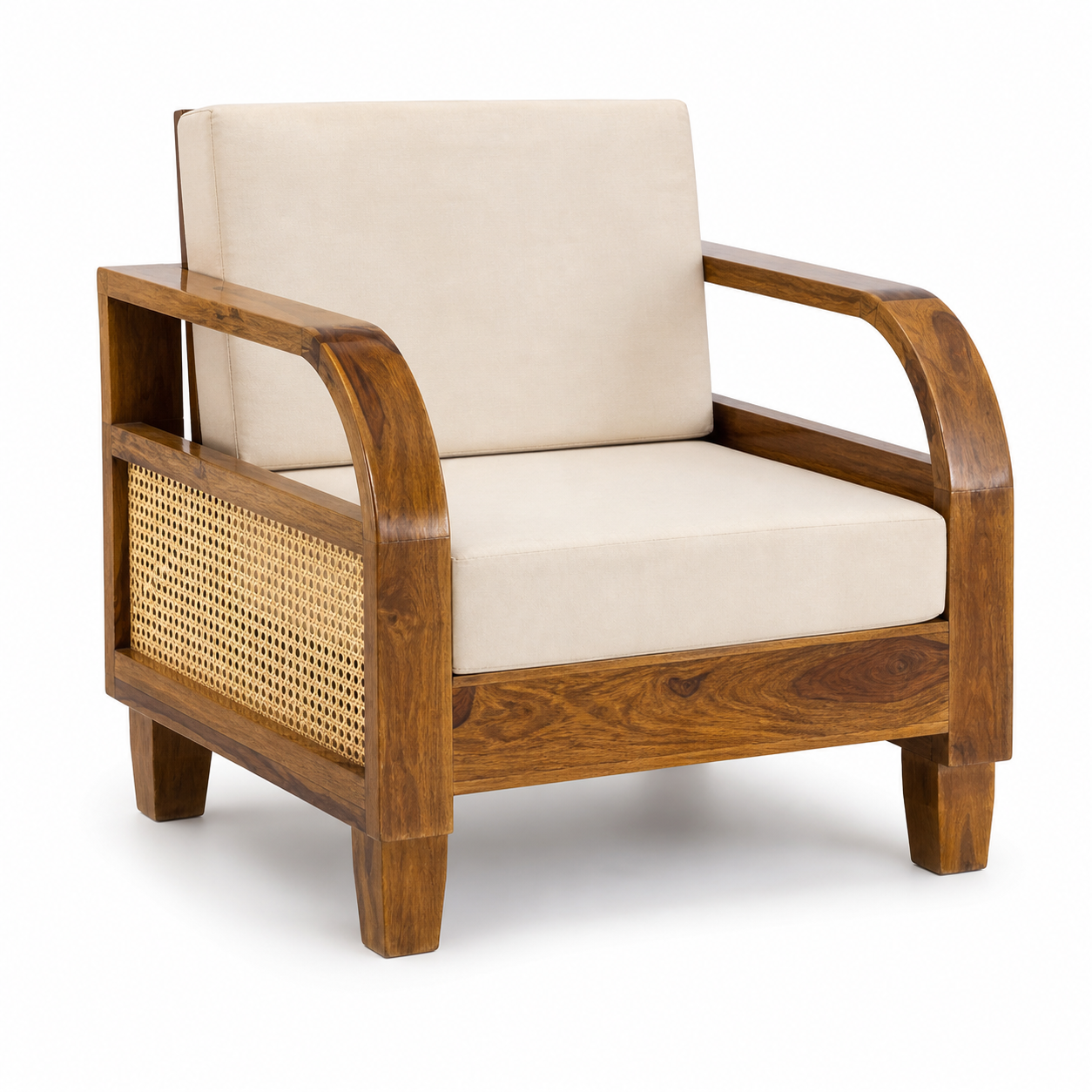 Sofa Set Rattan Solid Sheesham Wood 5 seater sofa set with Rattan Cane