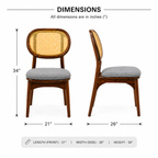 Nova Rattan Chair sheesham wood chair with rattan cane design on back (pack of 2 chairs)
