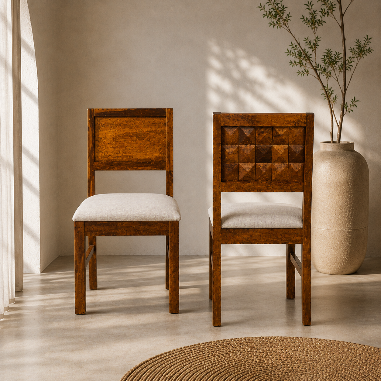 Diamond Chair sheesham wood chair with diamond design (pack of 2 chairs)