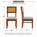 Rattan Chair sheesham wood chair with rattan cane on back (oack of 2 chairs)