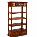 Boho Siramika Book Shelf sheesham wood book shelf with ceramica tile