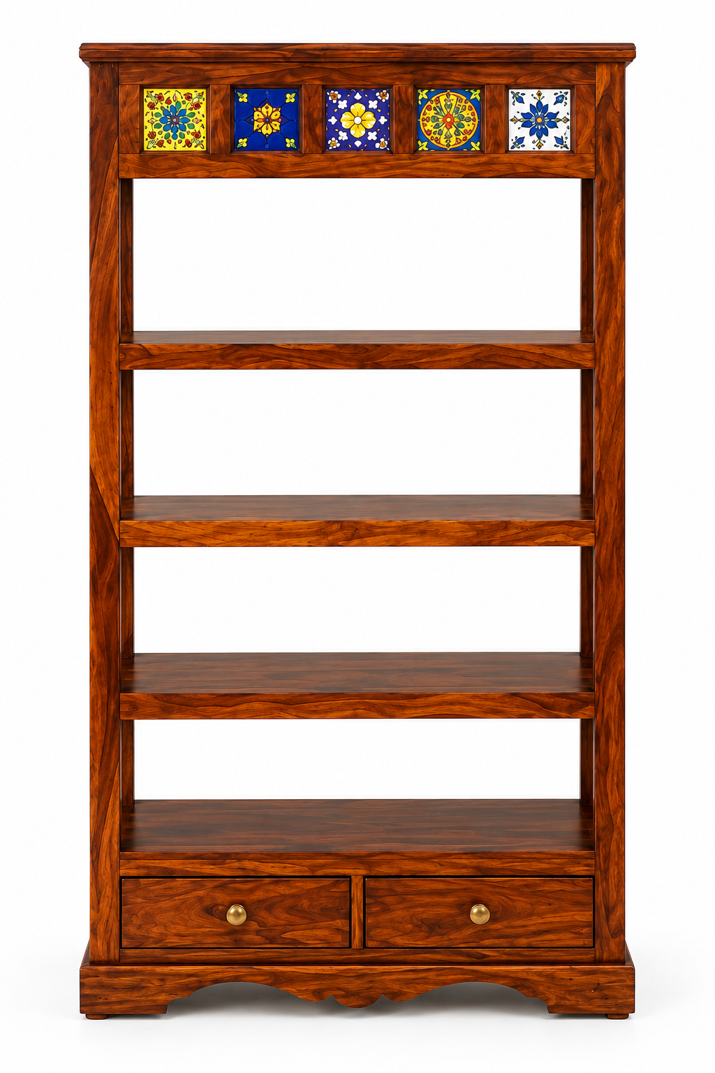 Boho Siramika Book Shelf sheesham wood book shelf with ceramica tile