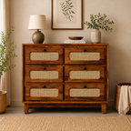 Rattan Chester sheesham wood storage chester with 6 drawers