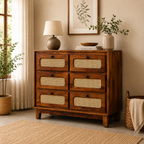 Rattan Chester sheesham wood storage chester with 6 drawers