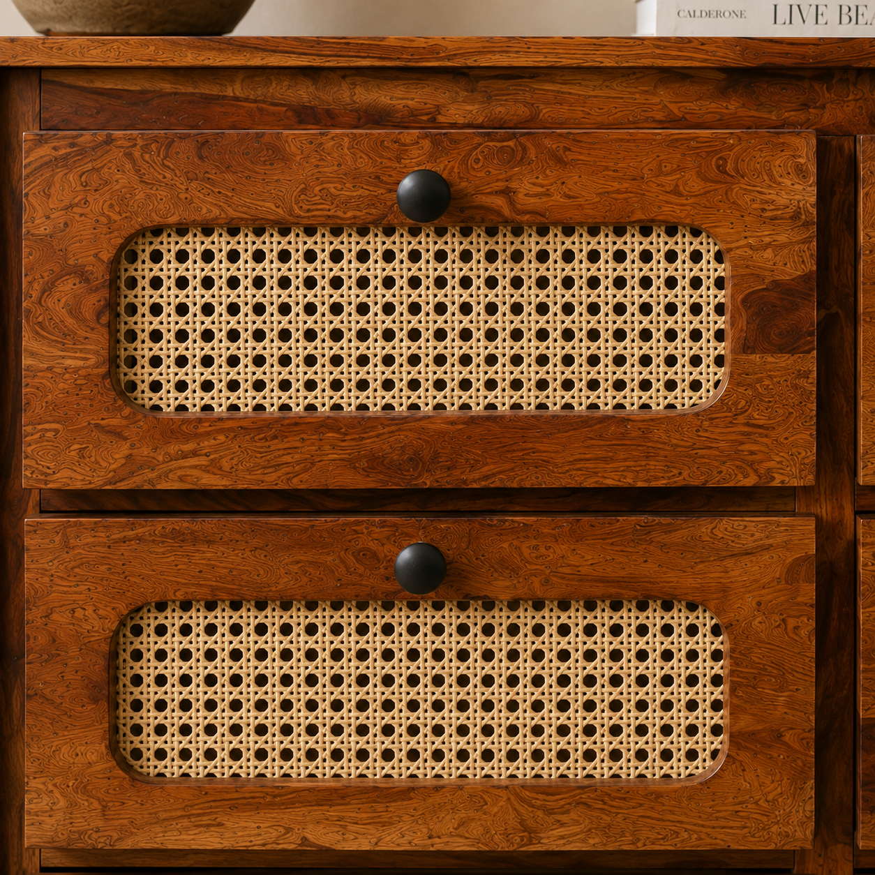 Rattan Chester sheesham wood storage chester with 6 drawers