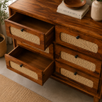 Rattan Chester sheesham wood storage chester with 6 drawers