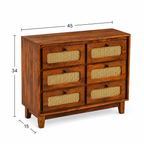 Rattan Chester sheesham wood storage chester with 6 drawers