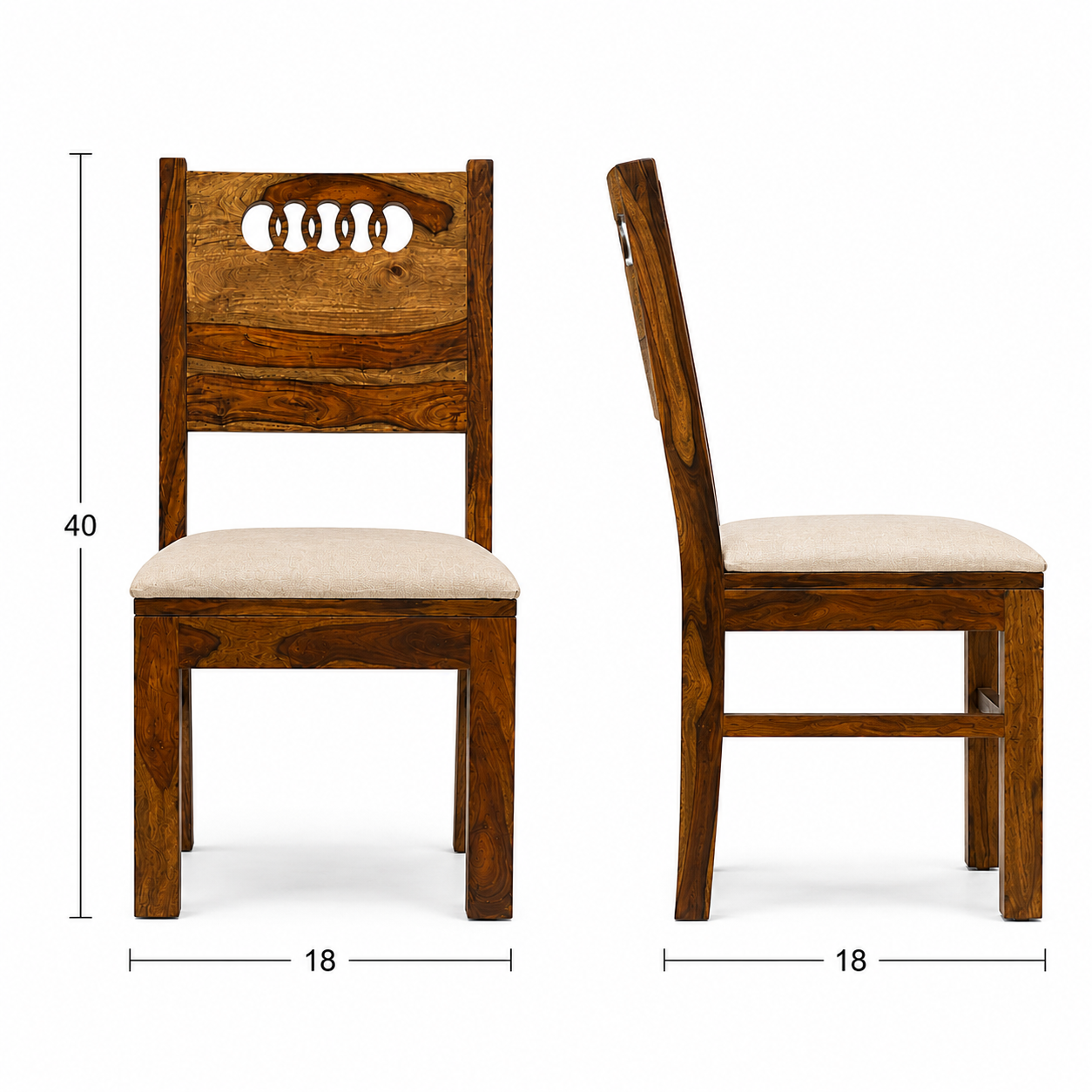 Audi chair sheesham wood chair with cnc cut (set of 2 chairs)