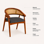 Rattan Curved sheesham wood lounge chair with curved back