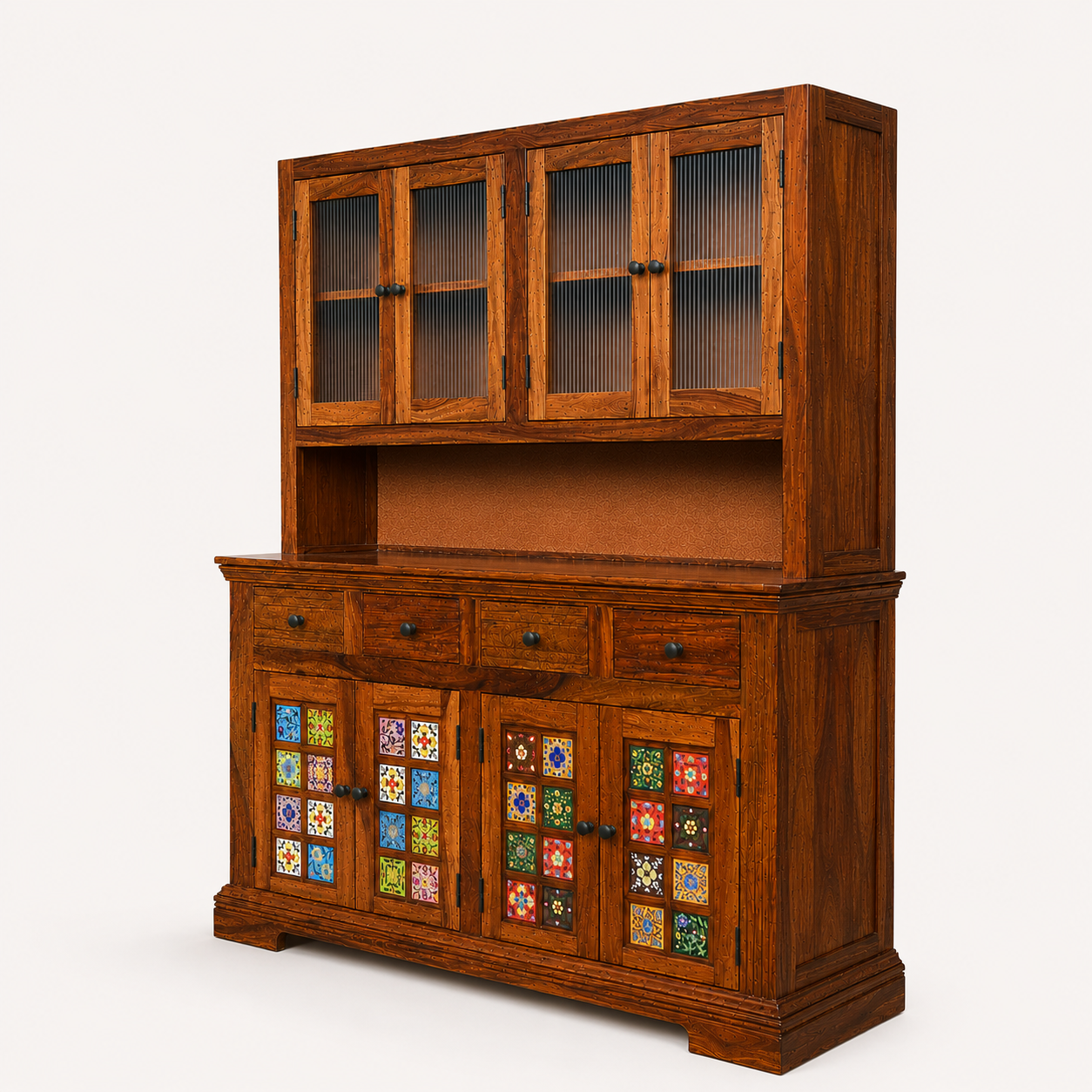 Siramika Kitchen cabine sheesham wood crockery unit with storage option