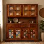 Siramika Kitchen cabine sheesham wood crockery unit with storage option