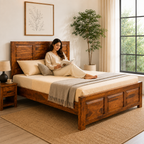 Dalha bed sheesham wood bed without storage king size bed (honey finish)