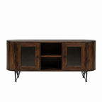 Oval Glass TV unit sheesham wood tv unit with glass door (provincial teak)