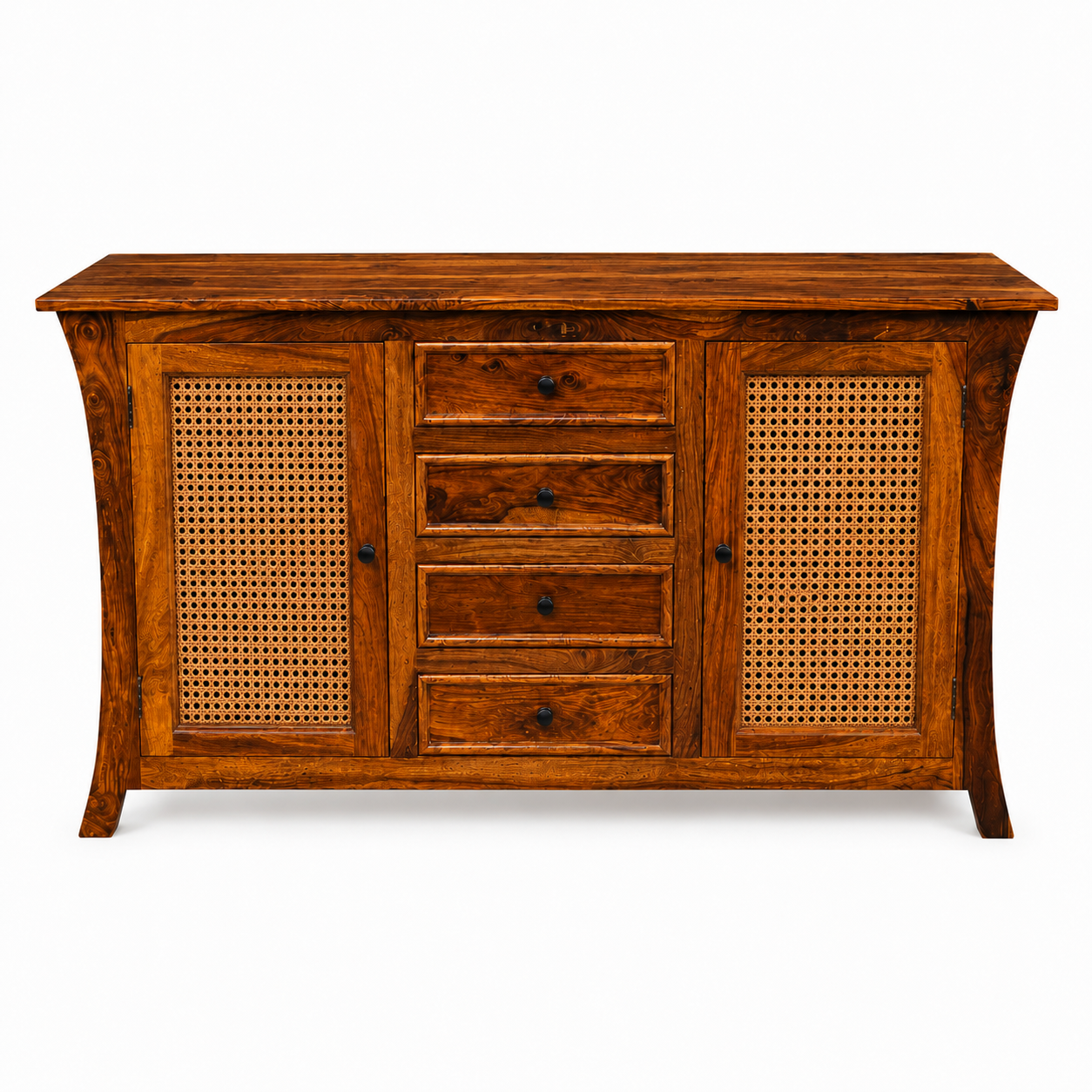 Udaipur Sideboard Solid wood sideboard with Rattan Fitted doors (honey finish)