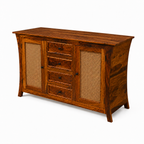 Udaipur Sideboard Solid wood sideboard with Rattan Fitted doors (honey finish)