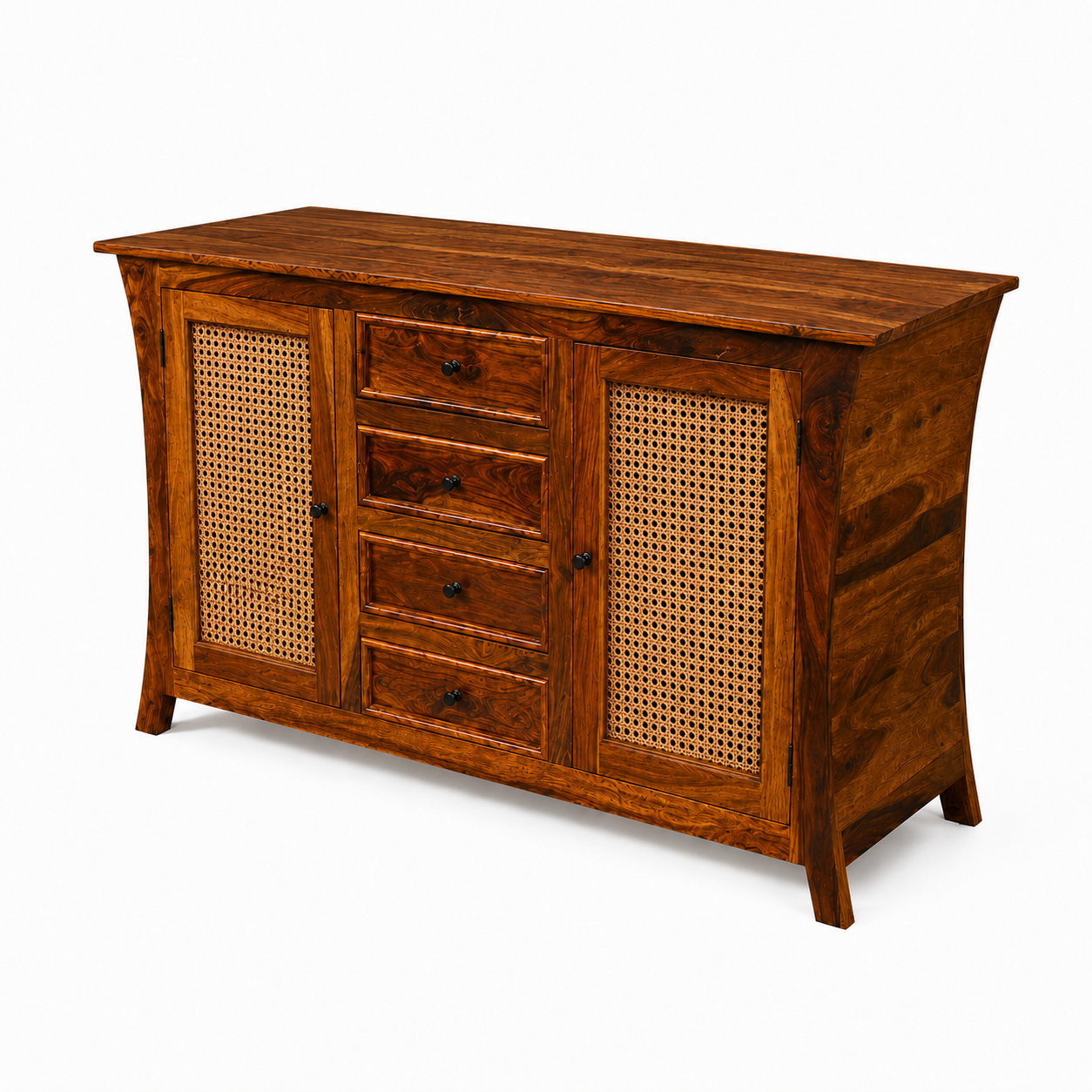 Udaipur Sideboard Solid wood sideboard with Rattan Fitted doors (honey finish)