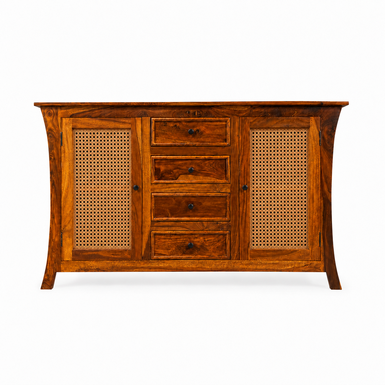 Udaipur Sideboard Solid wood sideboard with Rattan Fitted doors (honey finish)